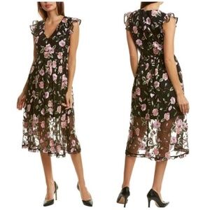 NWT CROSBY floral embroidery tulle dress